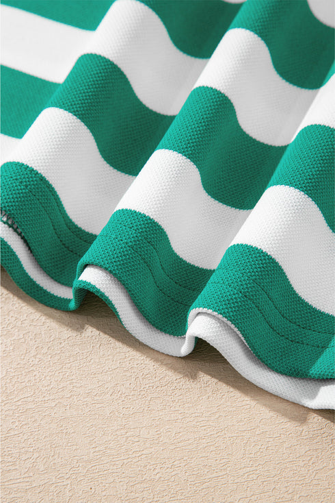 Striped Flutter Sleeve Round Neck Jersey Knit Top