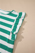 Striped Flutter Sleeve Round Neck Jersey Knit Top
