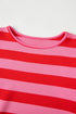 Striped Flutter Sleeve Round Neck Jersey Knit Top