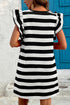 Striped Flutter Sleeve Round Neck Shift Mini Dress
