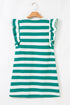 Striped Flutter Sleeve Round Neck Shift Mini Dress