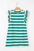 Striped Flutter Sleeve Round Neck Shift Mini Dress