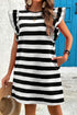 Striped Flutter Sleeve Round Neck Shift Mini Dress