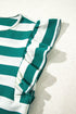 Striped Flutter Sleeve Round Neck Shift Mini Dress