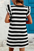 Striped Flutter Sleeve Round Neck Shift Mini Dress