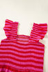 Striped Flutter Sleeve Smocked Bodice Tiered Maxi Dress