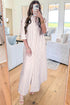 Striped Frilled Collar Half Sleeve Shirt Maxi Dress