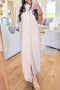 Striped Frilled Collar Half Sleeve Shirt Maxi Dress