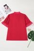 Striped Frilled Collar Ruffled Sleeve Southern Belle Blouse