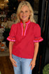 Striped Frilled Collar Ruffled Sleeve Southern Belle Blouse