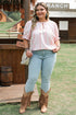 Striped Frilled Detail Tassel Tie Short Sleeve Blouse