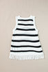Striped Fringe Hem Scoop Neck Knit Tank Top