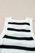 Striped Fringe Hem Scoop Neck Knit Tank Top