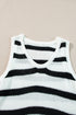 Striped Fringe Hem Scoop Neck Knit Tank Top
