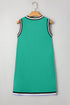 Striped Glitter Baseball Patch V Neck Tank Graphic Dress