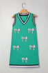 Striped Glitter Baseball Patch V Neck Tank Graphic Dress