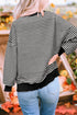 Striped Graphic Print Crew Neck Pullover Sweatshirt