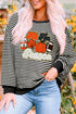 Striped Graphic Print Crew Neck Pullover Sweatshirt