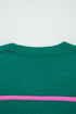 Striped Half Button Drop Shoulder Pullover Sweater