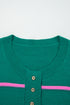 Striped Half Button Drop Shoulder Pullover Sweater