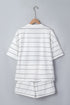 Striped Half Sleeve Tee And Drawstring Short Set
