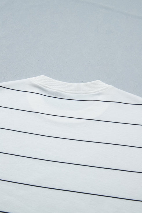 Striped Half Sleeve Tee And Drawstring Short Set