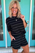 Striped Half Sleeve Tee And Drawstring Short Set
