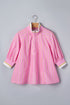 Striped Half Sleeve Zipper V Neck Ribbed Cuff Blouse