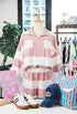 Striped Half Zip Bracelet Sleeve Seam Detail Short Set