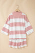 Striped Half Zip Bracelet Sleeve Seam Detail Short Set