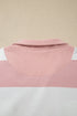 Striped Half Zip Bracelet Sleeve Seam Detail Short Set