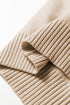Striped Half Zip Collared Knit Pullover Sweater