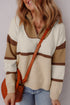 Striped Half Zip Collared Knit Pullover Sweater