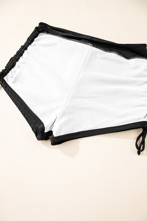 Striped Halter Keyhole High Waist Swimsuit Set