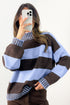 Striped High Neck Drop Shoulder Relaxed Pullover Sweater