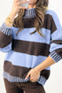 Striped High Neck Drop Shoulder Relaxed Pullover Sweater