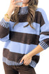 Striped High Neck Drop Shoulder Relaxed Pullover Sweater