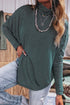 Striped High Neck Dropped Shoulder Casual Long Sleeve Top