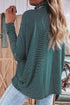 Striped High Neck Dropped Shoulder Casual Long Sleeve Top
