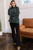 Striped High Neck Dropped Shoulder Casual Long Sleeve Top