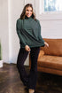 Striped High Neck Dropped Shoulder Casual Long Sleeve Top