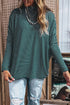 Striped High Neck Dropped Shoulder Casual Long Sleeve Top