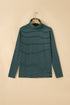 Striped High Neck Dropped Shoulder Casual Long Sleeve Top