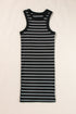Striped High Neck Ribbed Knit Bodycon Mini Dress