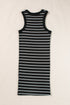 Striped High Neck Ribbed Knit Bodycon Mini Dress
