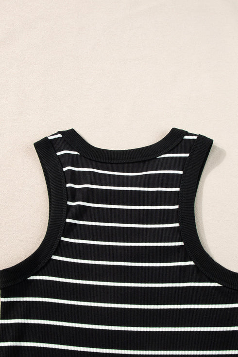Striped High Neck Ribbed Knit Bodycon Mini Dress