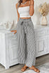 Striped High Waist Tie Front Wide Leg Pants