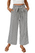 Striped High Waist Tie Front Wide Leg Pants