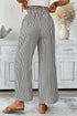 Striped High Waist Tie Front Wide Leg Pants