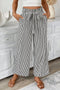 Striped High Waist Tie Front Wide Leg Pants